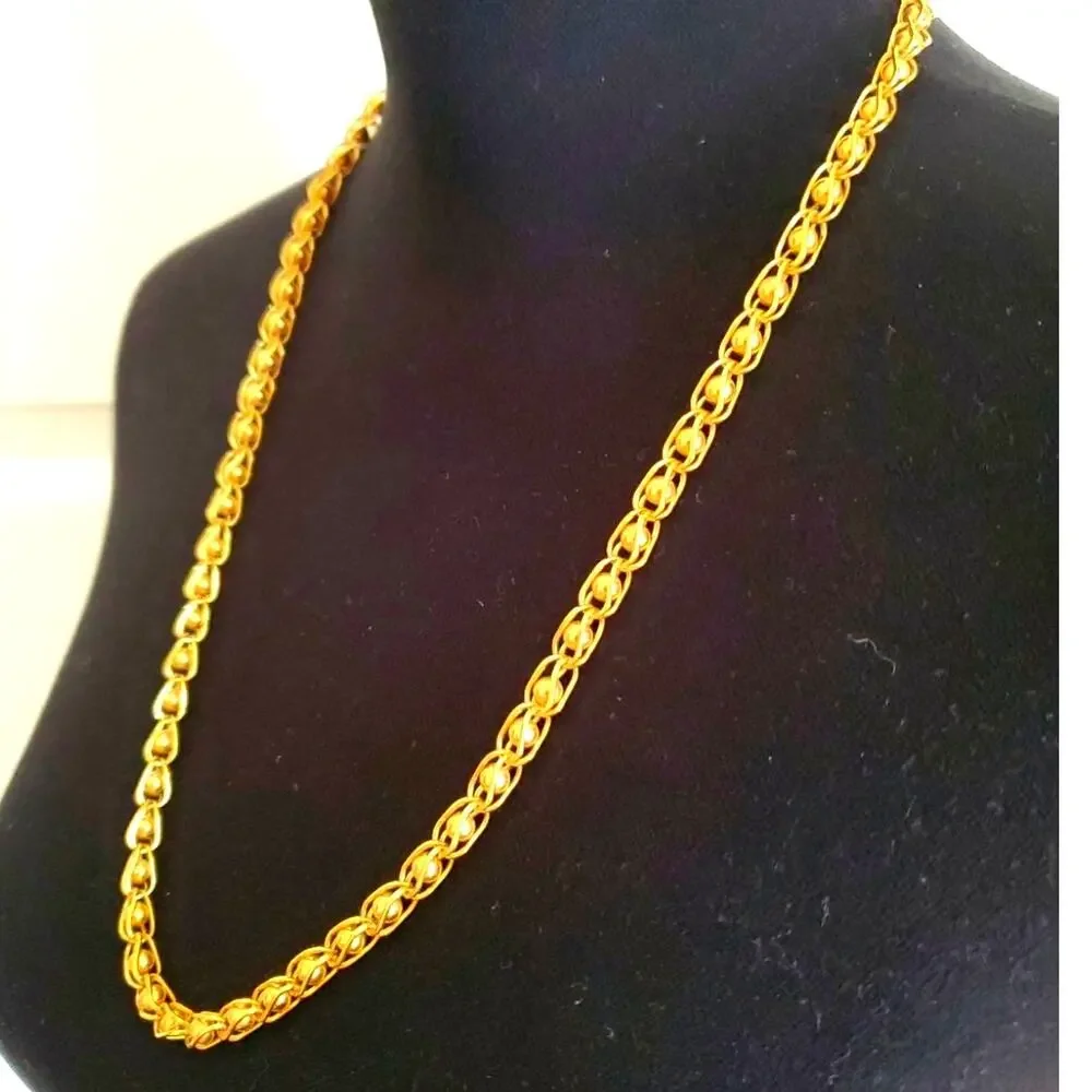 Monet Caged Ball Necklace Gold Link Chain Chunky Modernist Statement Vintage 80s - Picture 2 of 5